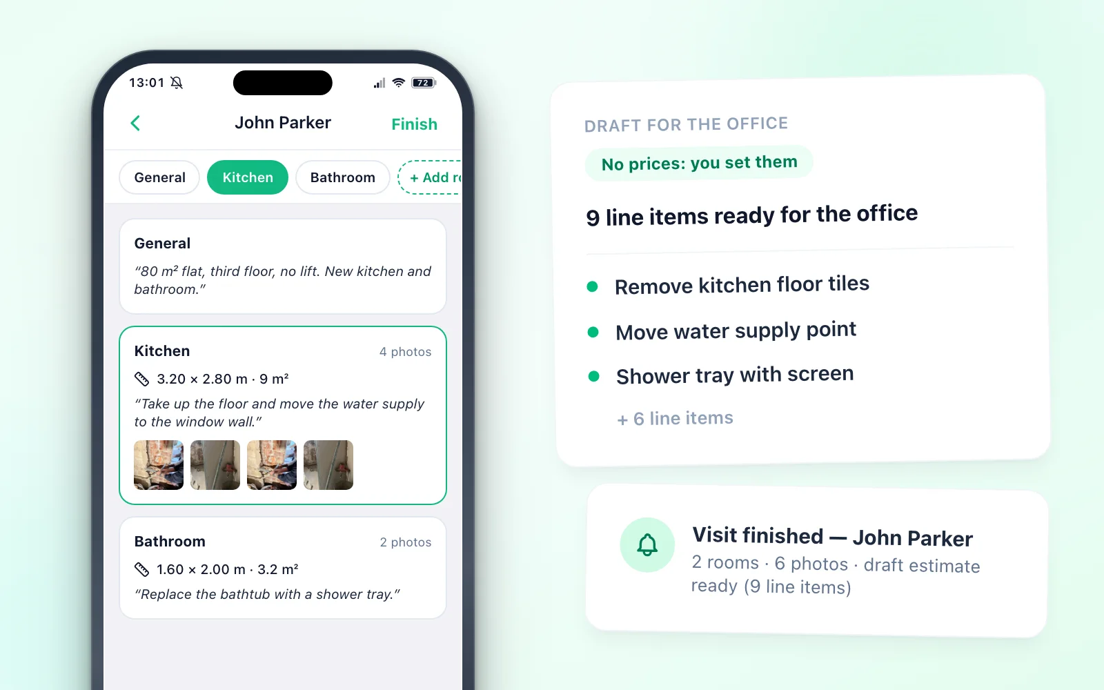The site visit for a quote: from your phone to a draft estimate, no notebook required