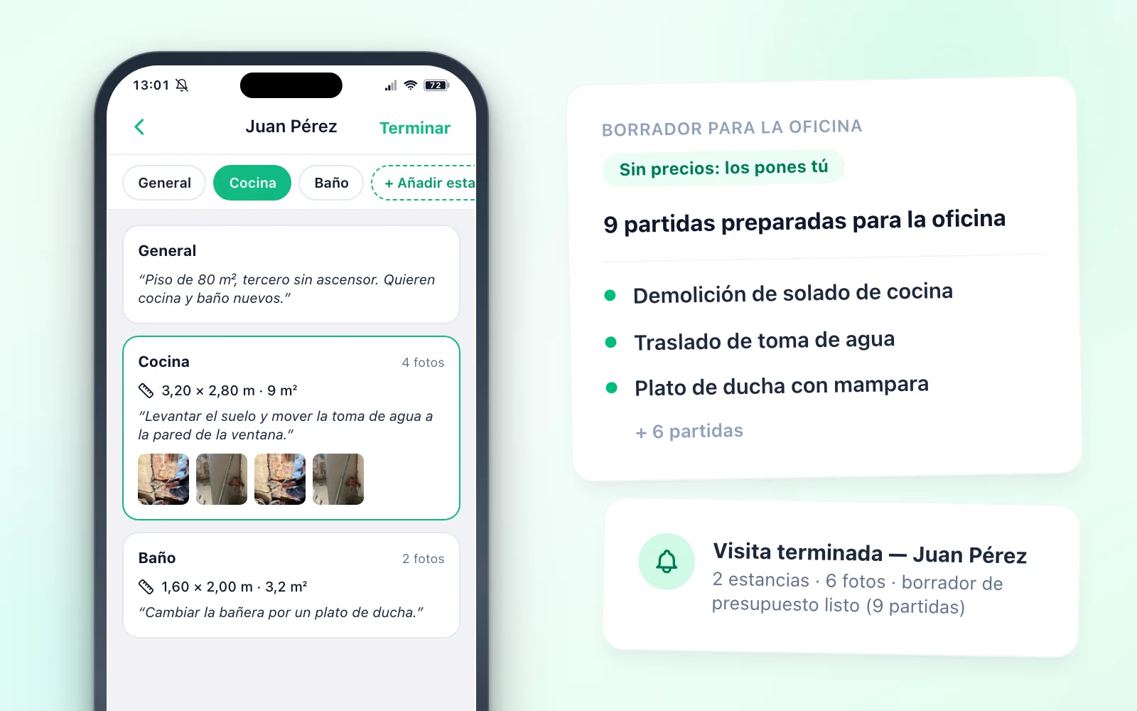 Visita para presupuesto de reforma: del móvil al borrador sin pasar por la libreta