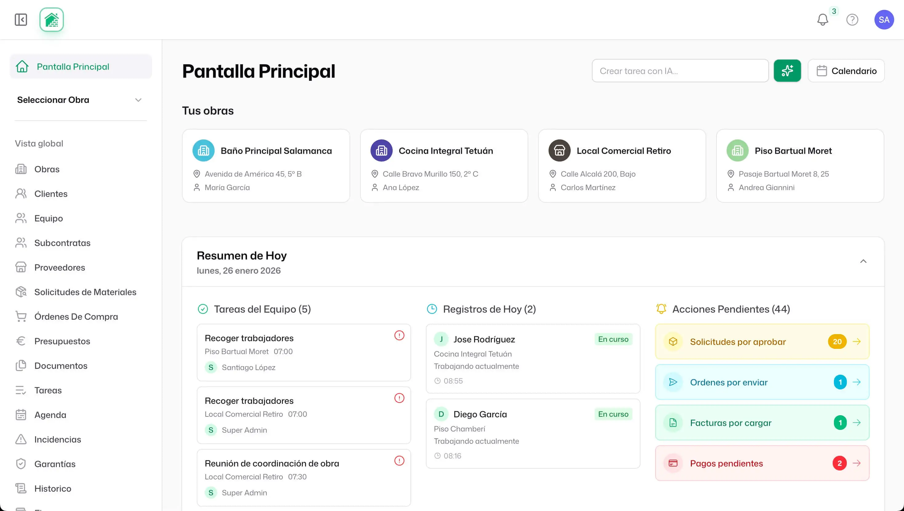 Tabiquo SaaS screenshot - dashboard