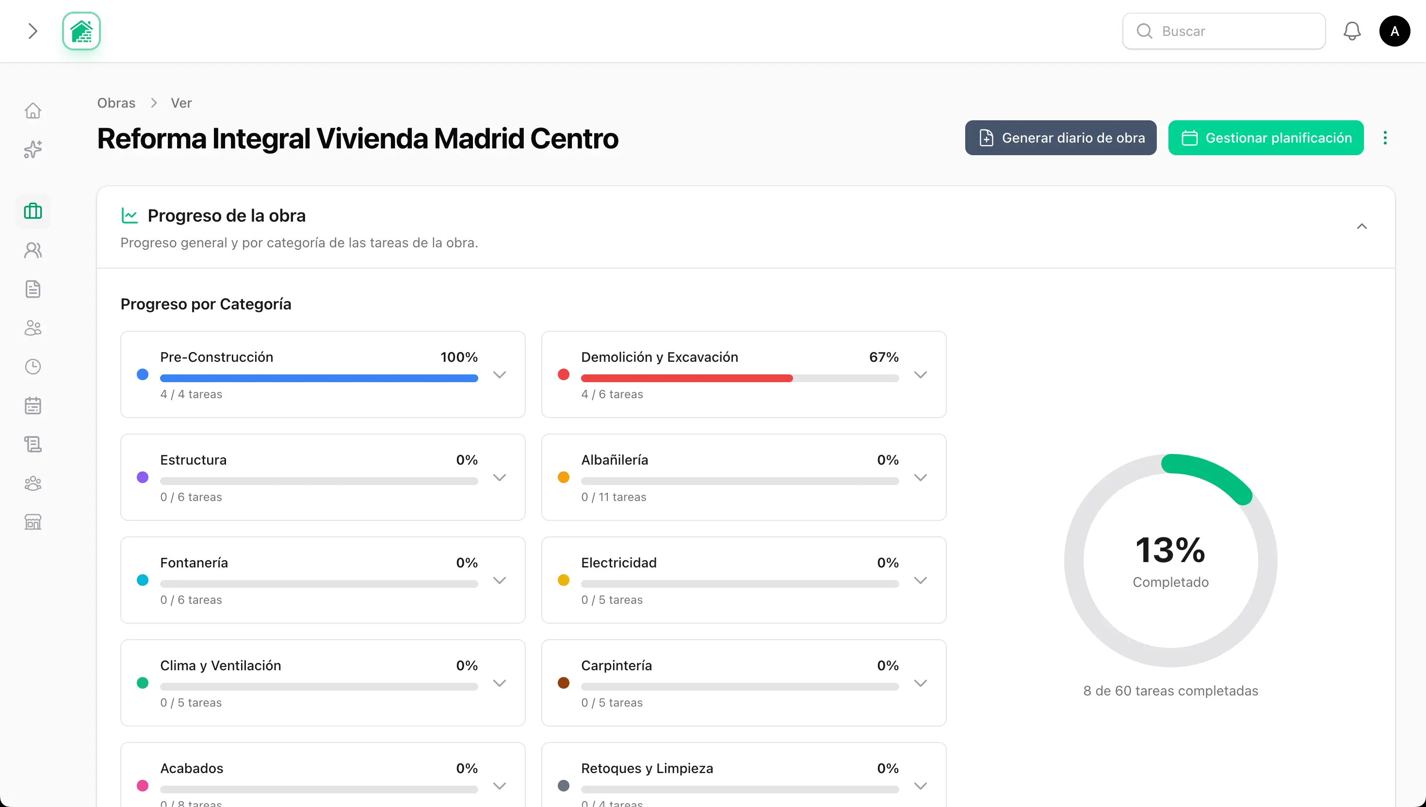 Tabiquo SaaS screenshot - progress